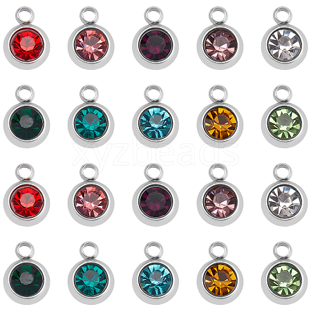 DICOSMETIC 60Pcs 10 Colors 303 Stainless Steel Rhinestone Charms STAS-DC0007-68-1