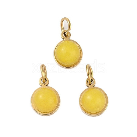 Natural Dyed Jade Half Round Charms with Jump Ring STAS-A097-05G-09-1