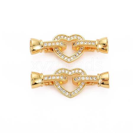 Brass Micro Pave Clear Cubic Zirconia Peg Bails Fold Over Clasps KK-S360-181-1