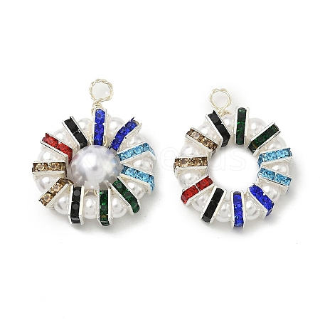 2Pcs 2 Colors ABS Plastic Imitation Pearl Pendants PALLOY-JF04399-1