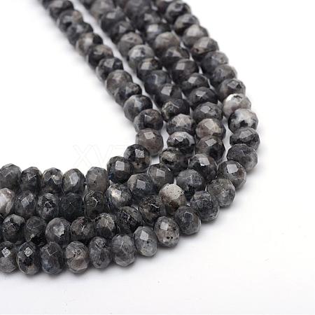 Faceted Rondelle Dyed Natural Sesame Jasper/Kiwi Jasper Bead Strands G-R343-6x8-20-1