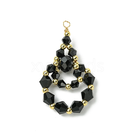 Imitation Austrian Crystal Beads with Eco-Friendly Copper Wire and Brass Beads Pendants PALLOY-JF03286-1