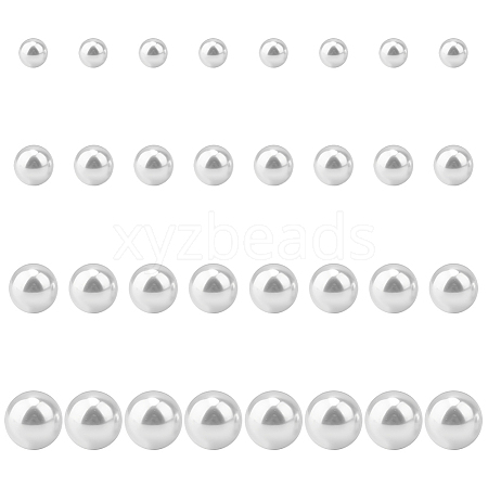 ANATTASOUL 16 Pairs 4 Size Plastic Imitation Pearl Stud Earrings with Steel Iron Pins EJEW-AN0003-89-1