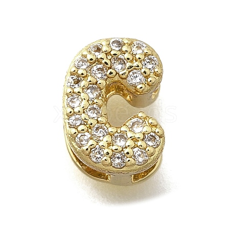 Brass Micro Pave Cubic Zirconia Letter Multi-Strand Links KK-D295-32G-03-1