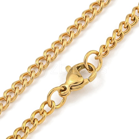 Ion Plating(IP) 201 Stainless Steel Curb Chain Necklaces for Women and Men NJEW-F322-07G-1