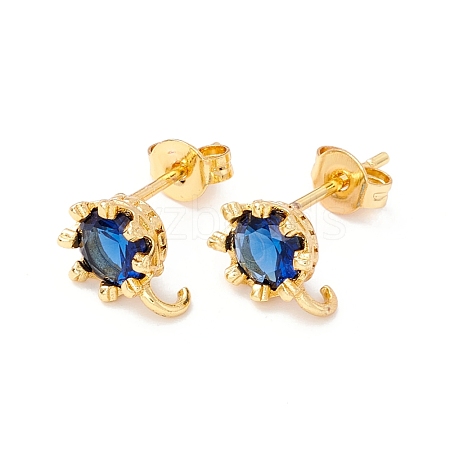 Rack Plating Brass Cubic Zirconia Stud Earrings Findings MAK-I684-11G-05-RS-1