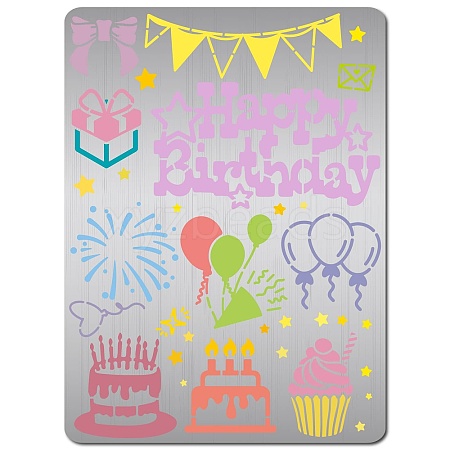 Birthday Stainless Steel Metal Cutting Dies Stencils DIY-WH0289-124-1