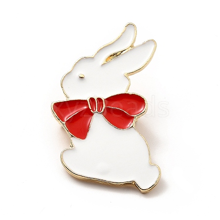 Rabbit with Bowknot Enamel Pin JEWB-I019-10G-1