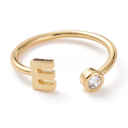 Brass Micro Pave Clear Cubic Zirconia Cuff Rings RJEW-Z005-E-G-1