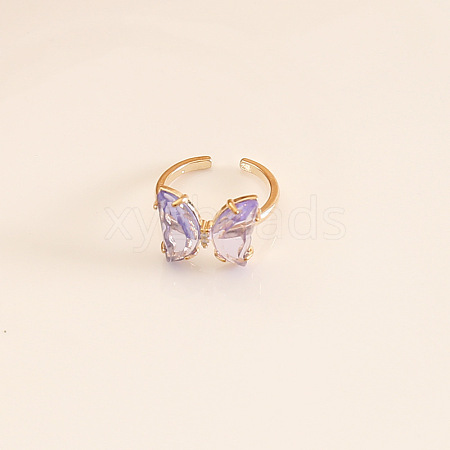 Butterfly Brass Glass Cuff Rings WGB6B8C-03-1