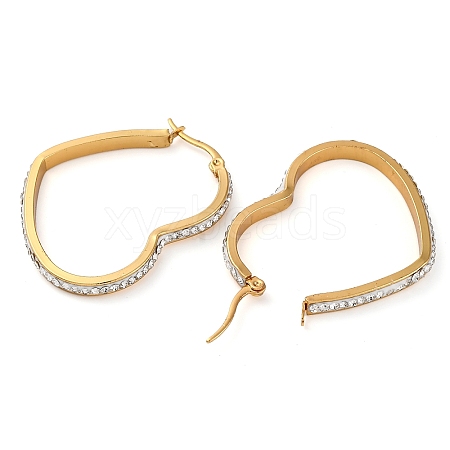 304 Stainless Steel Heart Hoop Earrings EJEW-S242-01G-D-1