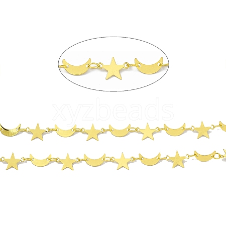 Handmade Brass Star & Moon Link Chains CHC-F015-16G-1