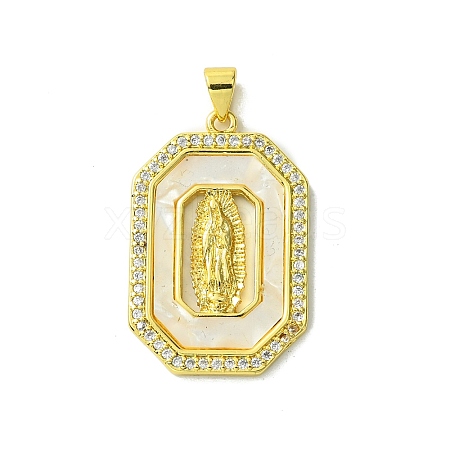 Real 18K Gold Plated Brass Micro Pave Cubic Zirconia Pendants KK-H472-14G-13-1