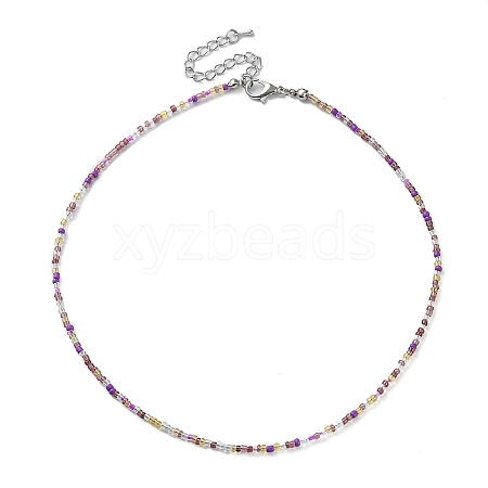 Glass Beaded Necklace NJEW-Z029-05C-1