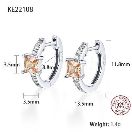 Anti-Tarnish Platinum Rhodium Plated 925 Sterling Silver Hoop Earrings ZC1005-11-1