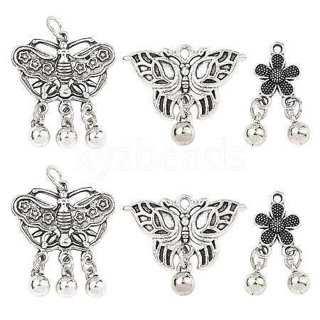 6Pcs 3 Styles Tibetan Style Alloy Pendants FIND-YW0011-65-1
