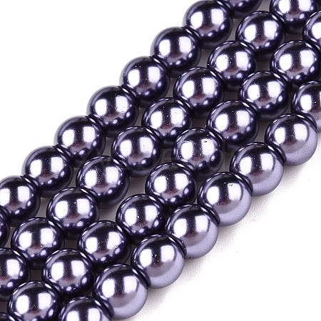 Baking Paint Pearlized Glass Pearl Round Bead Strands X-HY-Q330-8mm-73-1