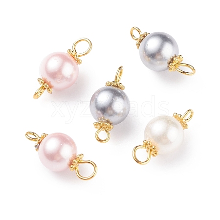 Shell Pearl Bead Connector Charms PALLOY-JF01350-1