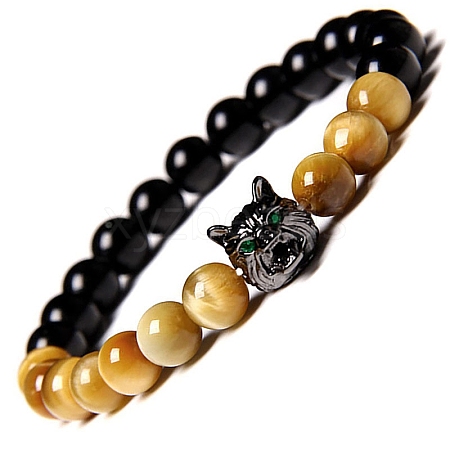 Natural Tiger Eye Stretch Bracelets PW-WG014ED-04-1