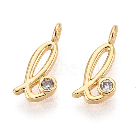 Brass Micro Pave Cubic Zirconia Charms KK-N263-97G-L-1