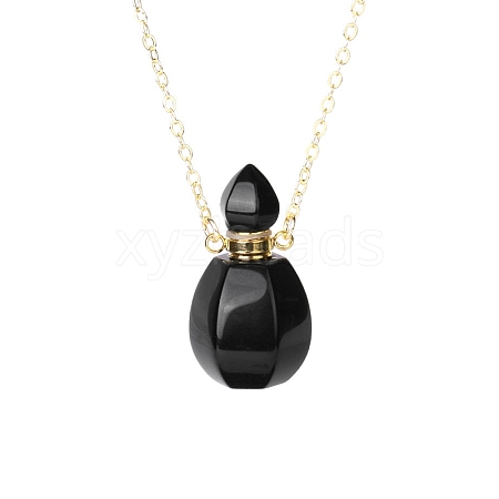 Natural Black Agate Perfume Bottle Pendant Necklace PW-WG2A891-35-1