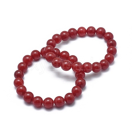 Natural Jade Bead Stretch Bracelets BJEW-K212-A-036-1