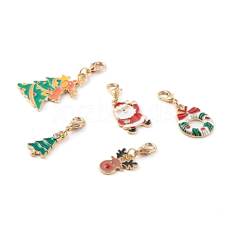 Christmas Theme Light Gold  Alloy Enamel Pendants X1-HJEW-JM00470-1