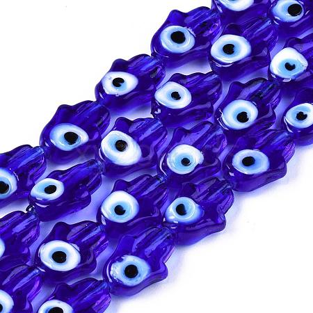 Handmade Evil Eye Lampwork Beads Strands LAMP-WH0006-06E-1