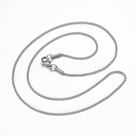 304 Stainless Steel Box Chain Necklace for Men Women NJEW-E087-03P-C-1