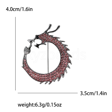 Alloy and Glass Rhinestone Dragon Ring Brooch for Men PW-WG74F5A-02-1