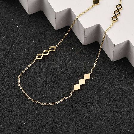 Ion Plating(IP) 304 Stainless Steel Rhombus Cable Chain Necklaces for Women NJEW-K255-35G-1