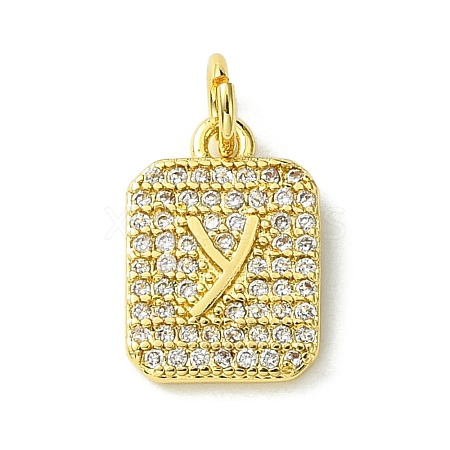 Rack Plating Brass Micro Pave Clear Cubic Zirconia Charms KK-G501-01Y-G-1