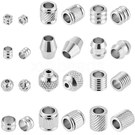120Pcs 12 Styles 201 Stainless Steel European Beads STAS-SP0001-82-1