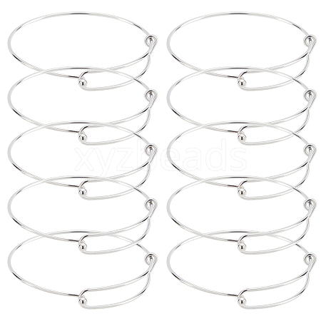 10Pcs 304 Stainless Steel Expandable Bangle for Girl Women BJEW-DC0001-03-1
