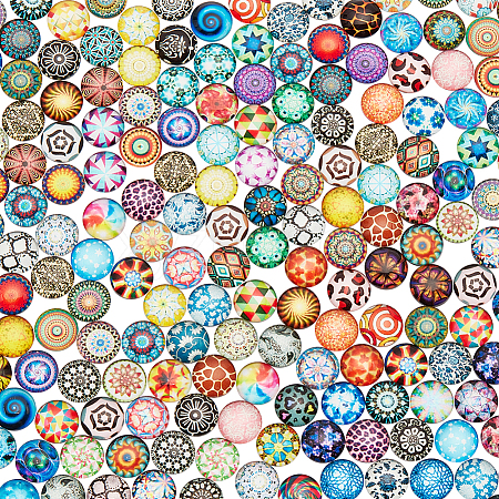   1 Bag Printed Glass Cabochons GGLA-PH0001-49-1