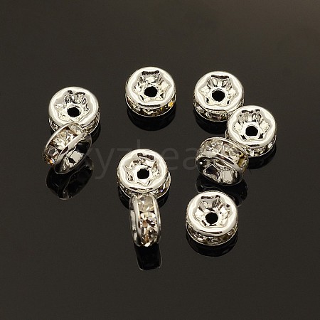 Brass Rhinestone Spacer Beads X-RB-A014-Z6mm-01S-NF-1