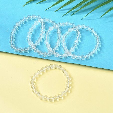 Natural Quartz Crystal Beaded Stretch Bracelets BJEW-Q692-46-8mm-1