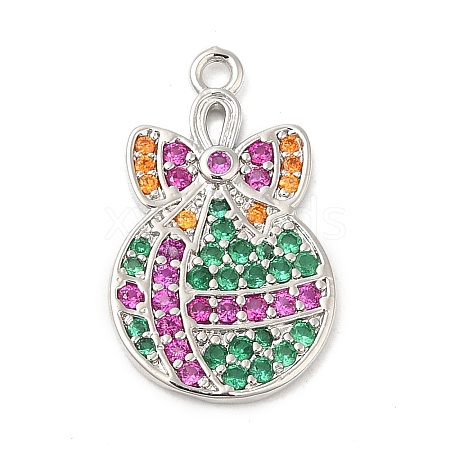 Rack Plating Brass Pave Cubic Zirconia Pendants KK-R150-04P-1