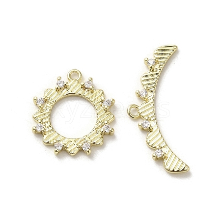 Brass Micro Pave Cubic Zirconia Toggle Clasps KK-C048-07G-1