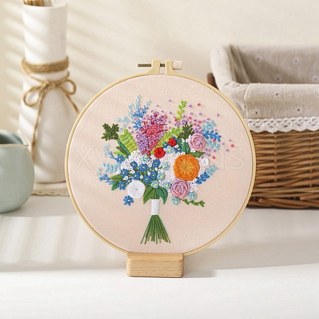 DIY Bouquet Pattern Embroidery Kit DIY-O021-15A-1