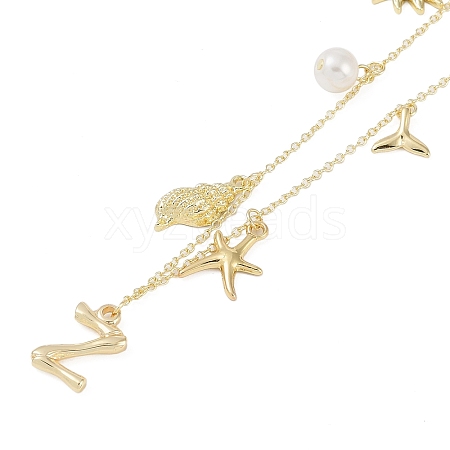 Bohemian Summer Beach Style 18K Gold Plated Shell Shape Initial Pendant Necklaces IL8059-26-1