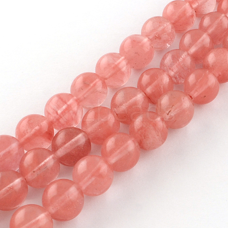 Cherry Quartz Glass Beads Strands X-G-R342-8mm-16-1