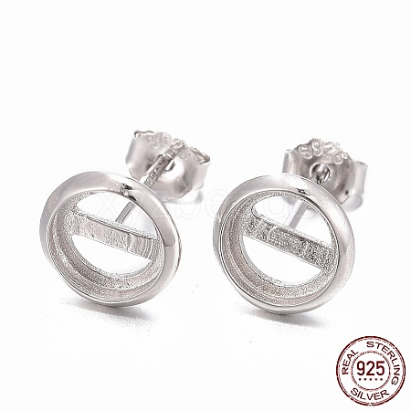 Anti-Tarnish Rhodium Plated 925 Sterling Silver Stud Earring Settings STER-F032-04P-1