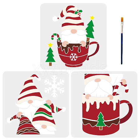 MAYJOYDIY US 1 Set Christmas PET Hollow Out Drawing Painting Stencils DIY-MA0001-48-1