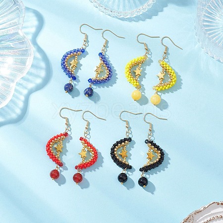Natural Mixed Stone Dangle Earrings EJEW-MZ00544-1