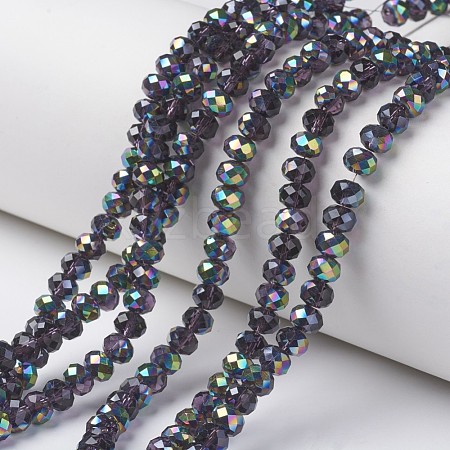 Electroplate Transparent Glass Beads Strands EGLA-A034-T6mm-Q09-1