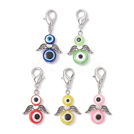 Ecil Eye Angel Resin Pendant Decorations HJEW-JM01514-02-1