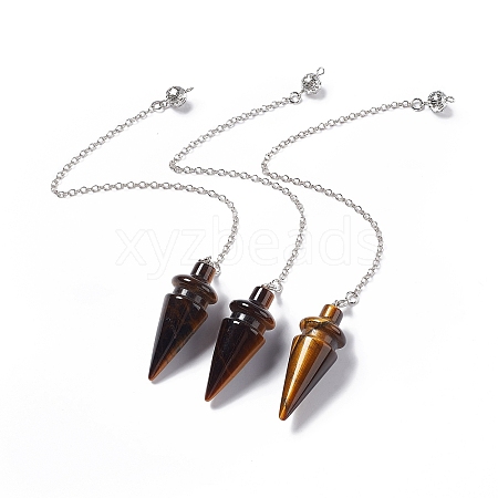 Natural Tiger Eye Pointed Dowsing Pendulums AJEW-B020-01P-01-1