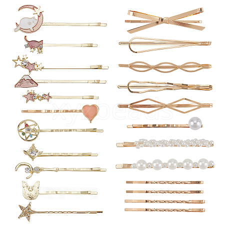 6 Bags 6 Styles Zinc Alloy Hair Bobby Pins PHAR-SP0001-01A-1