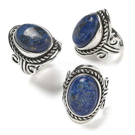 Natural Lapis Lazuli Adjustable Rings RJEW-I108-01AS-10-1